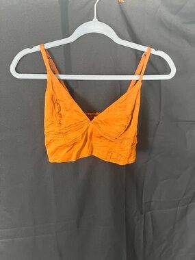 aerie Rust Orange Smocked Crop Top